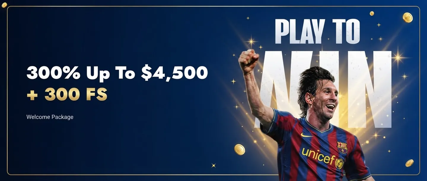 Zoccer welcome package: 300% up to $4,500 plus 300 free spins. Play to win.