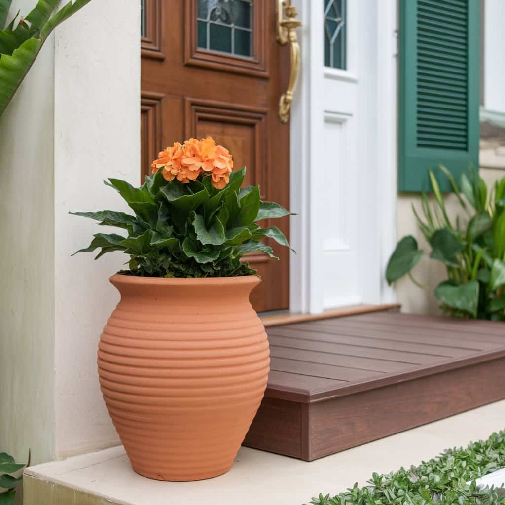 Front Door Flower Pot Ideas with Classic Terracotta