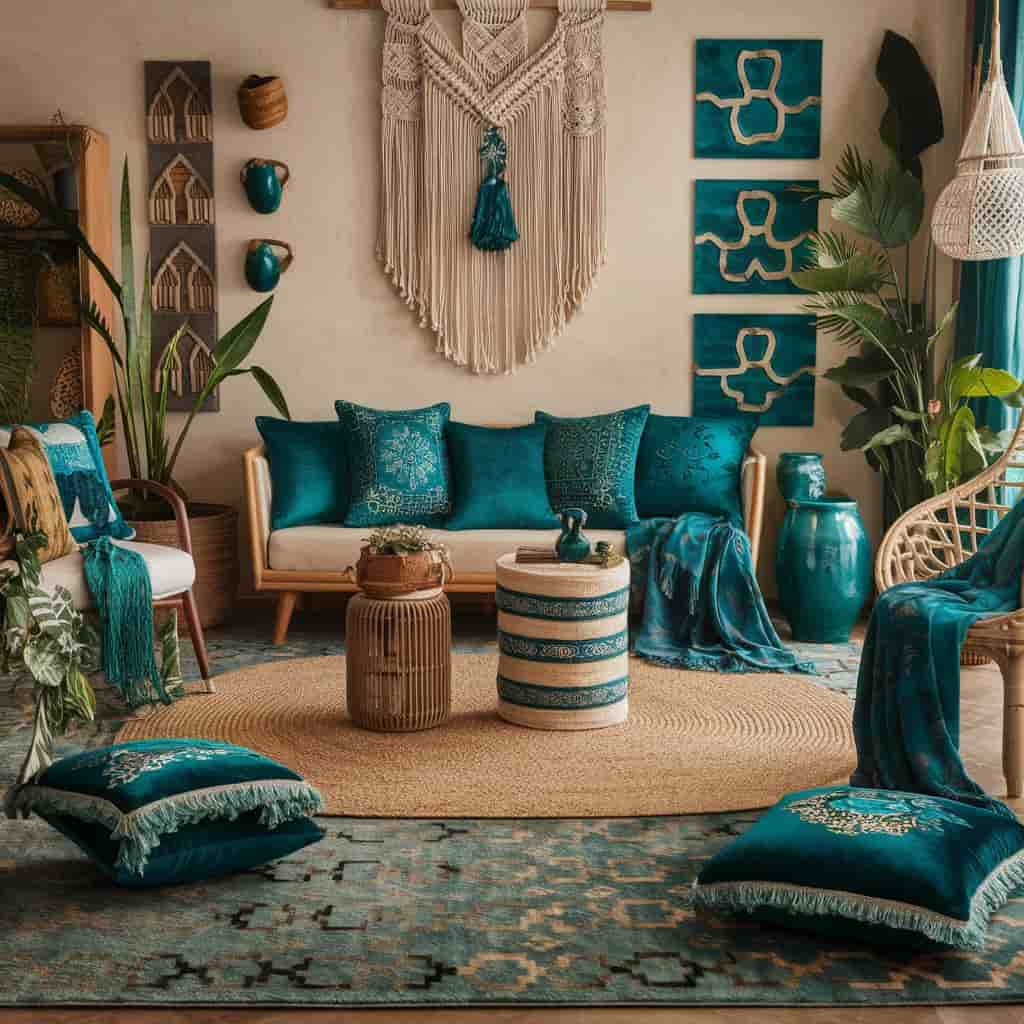 Boho-Inspired Teal Decor