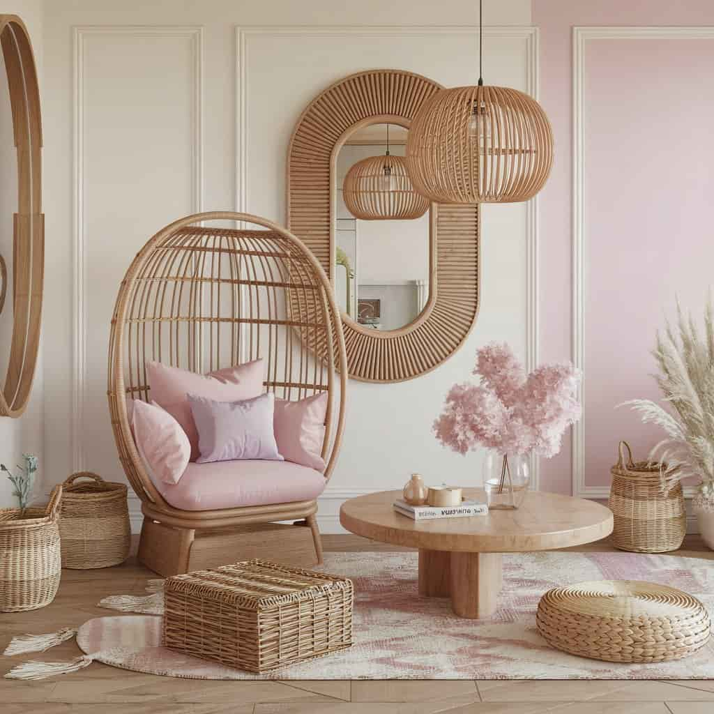 Natural Wood & Rattan Accents