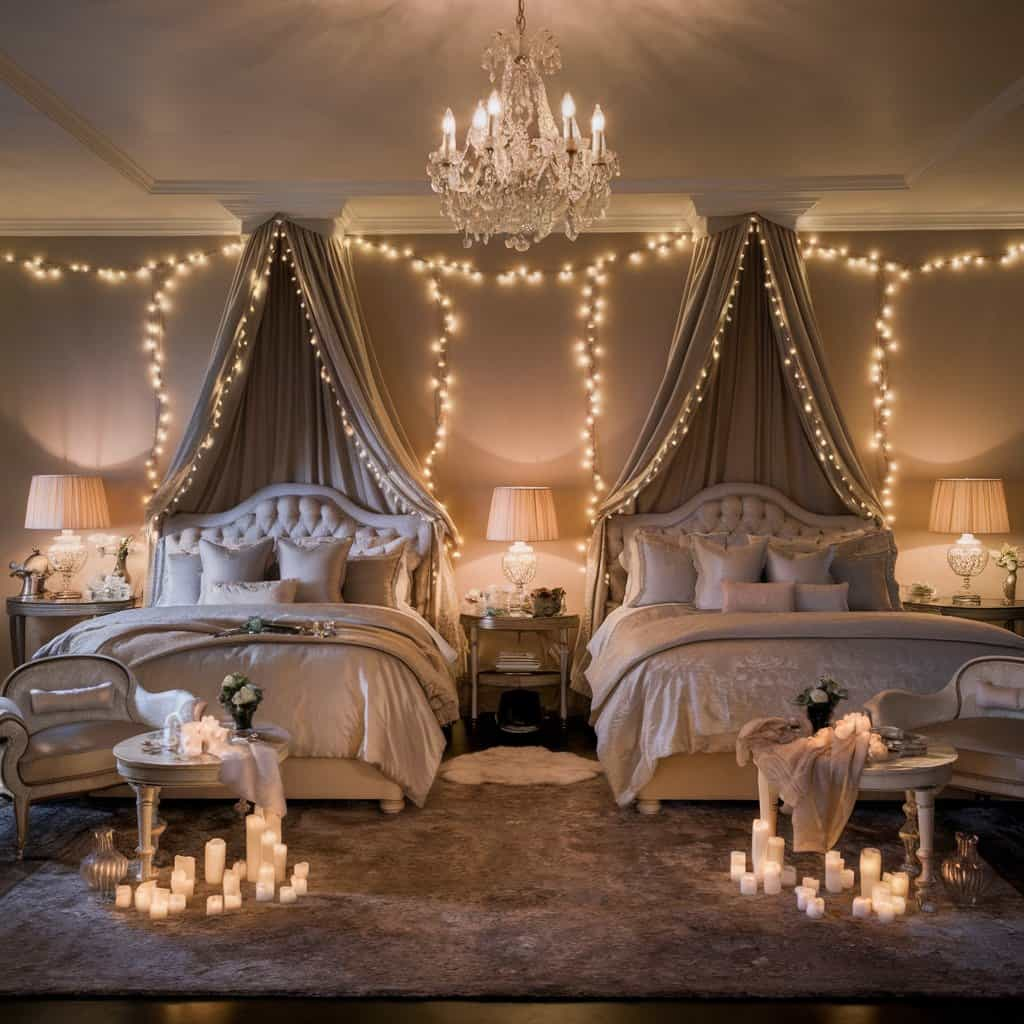 Romantic Bedroom with Warm Lighting