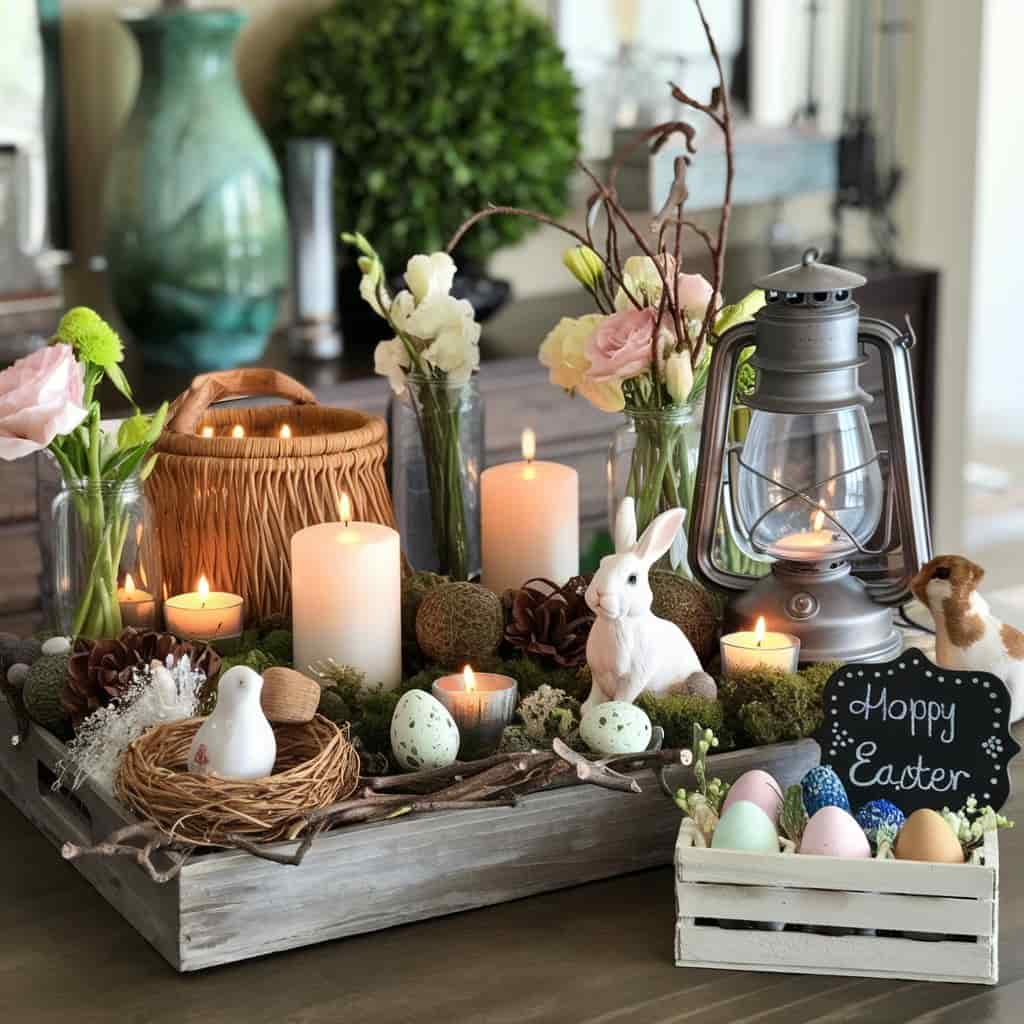 Rustic Easter Centerpiece with Candles