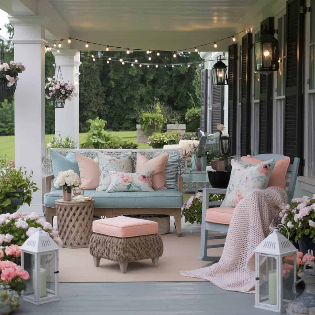 Spring Front Porch Decor With Cozy Porch Seating