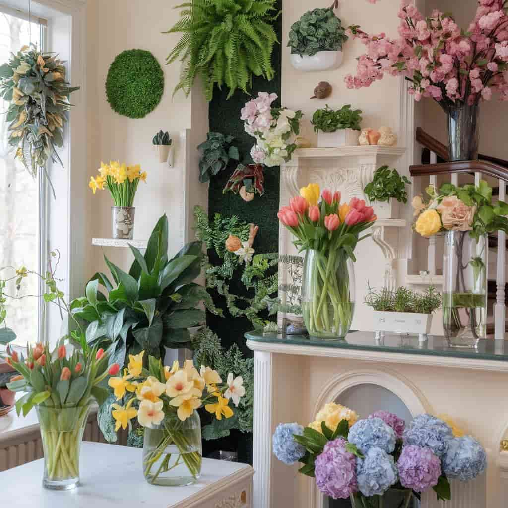 Spring Home Decor Ideas with Fresh Flowers & Greenery