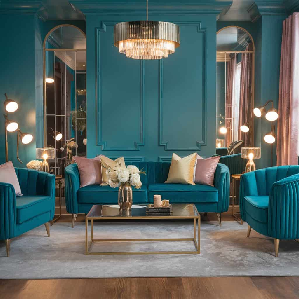 Teal Velvet Furniture Living Room