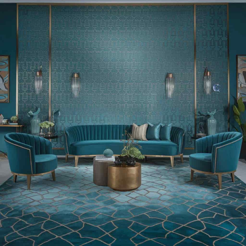 Teal Wallpaper Living Room