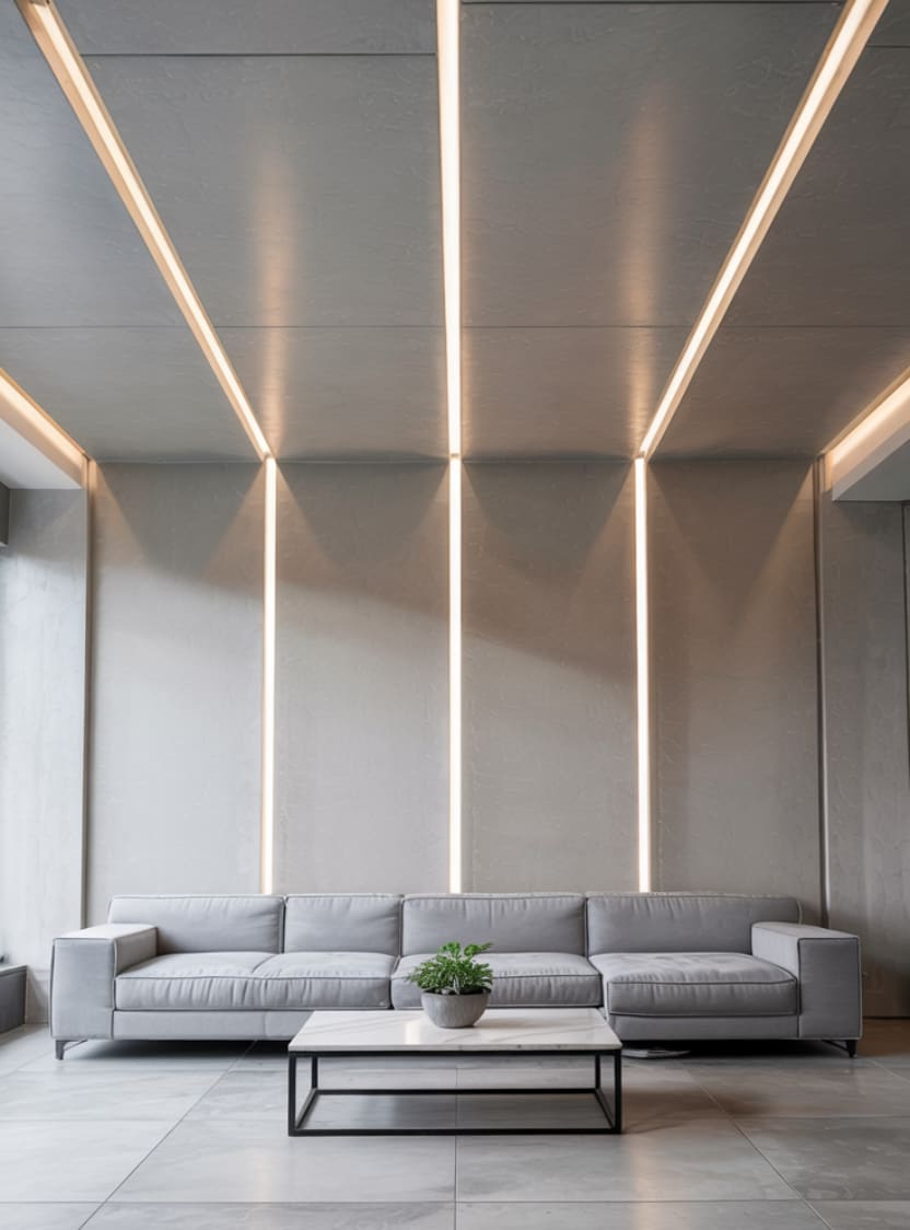 Modern False Ceiling Design with Minimalist Monochrome